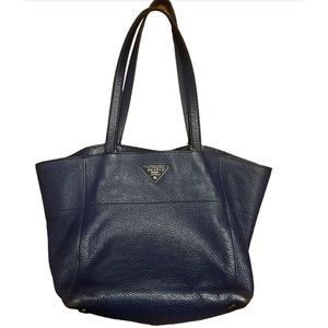 Navy blue leather Prada bag